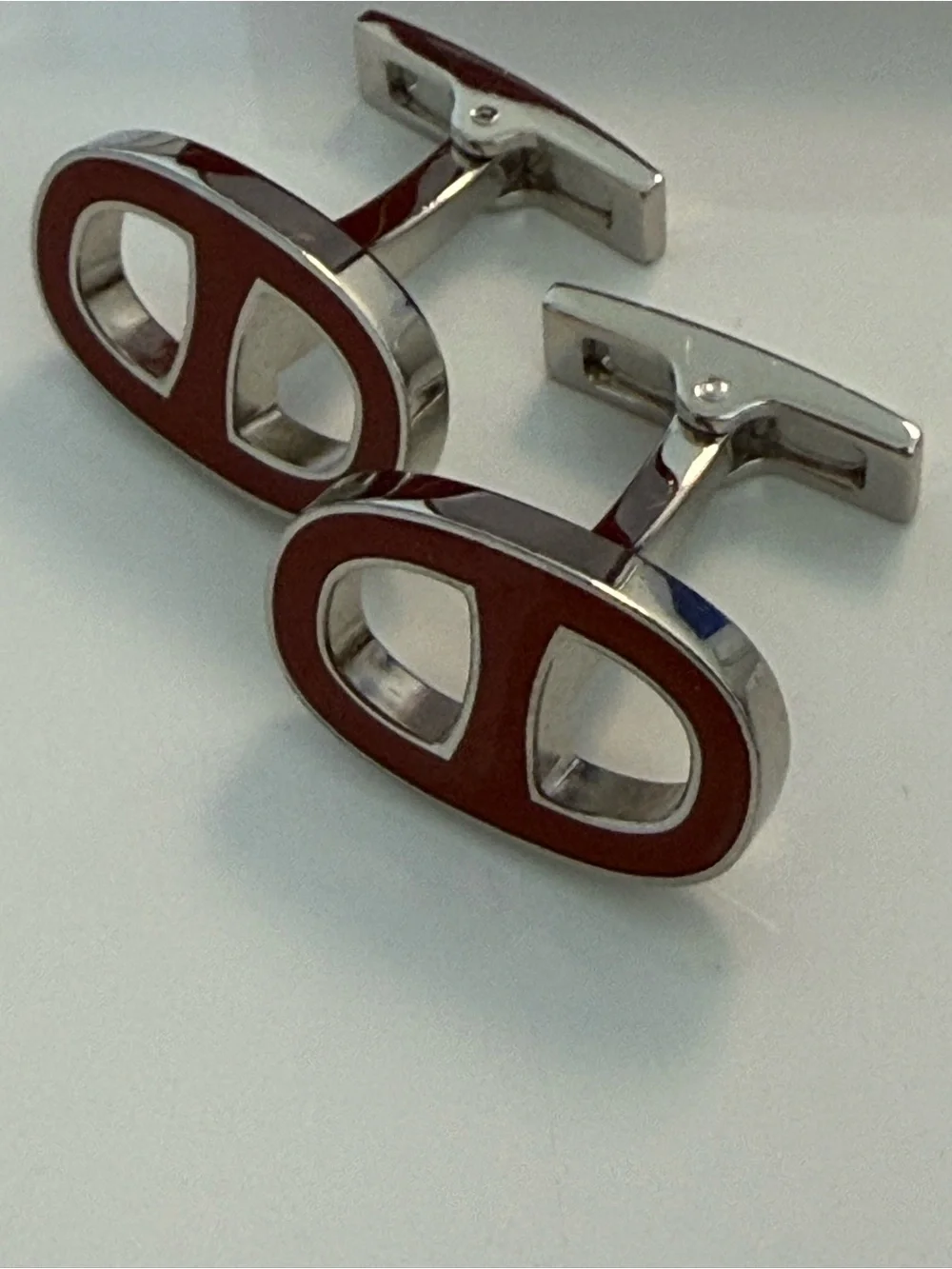 Hermes Maillon / Chaîne d’Ancre enamel cufflinks.Authentic